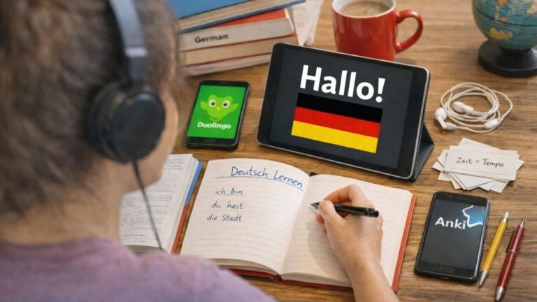 Aprender alemão sozinho: apps, métodos e rotina de estudos eficaz